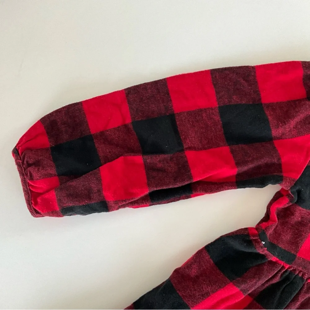 Old Navy Red & Black Buffalo Plaid Tiered Dress Girls 5T